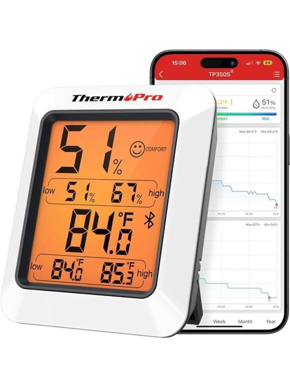 ThermoPro Bluetooth Hygrometer Indoor Outdoor Room Temperature Humidity Monitor